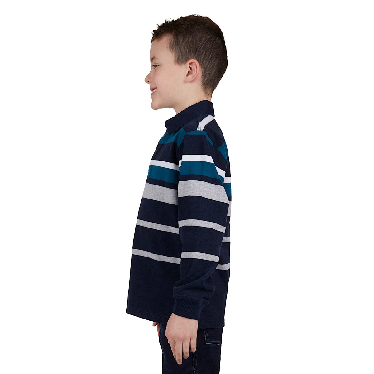 Thomas Cook Boys Watson Stripe Rugby Navy/Ocean
