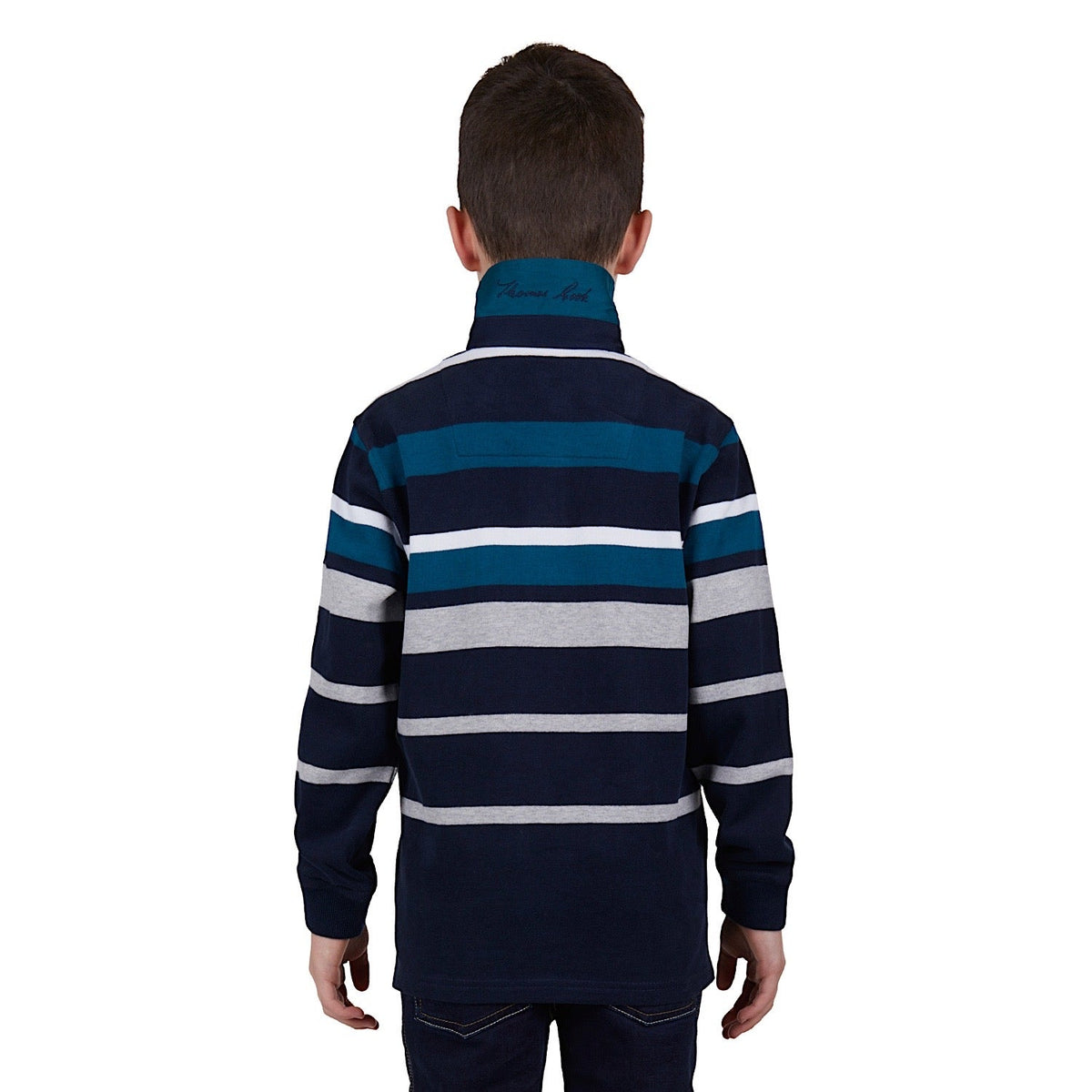 Thomas Cook Boys Watson Stripe Rugby Navy/Ocean