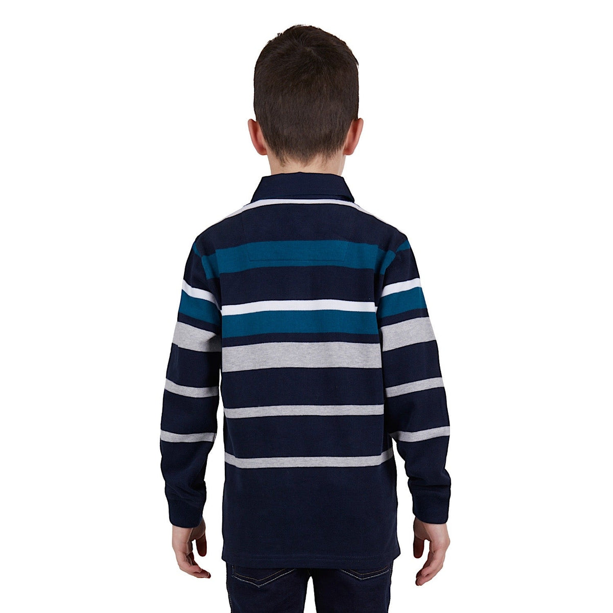 Thomas Cook Boys Watson Stripe Rugby Navy/Ocean