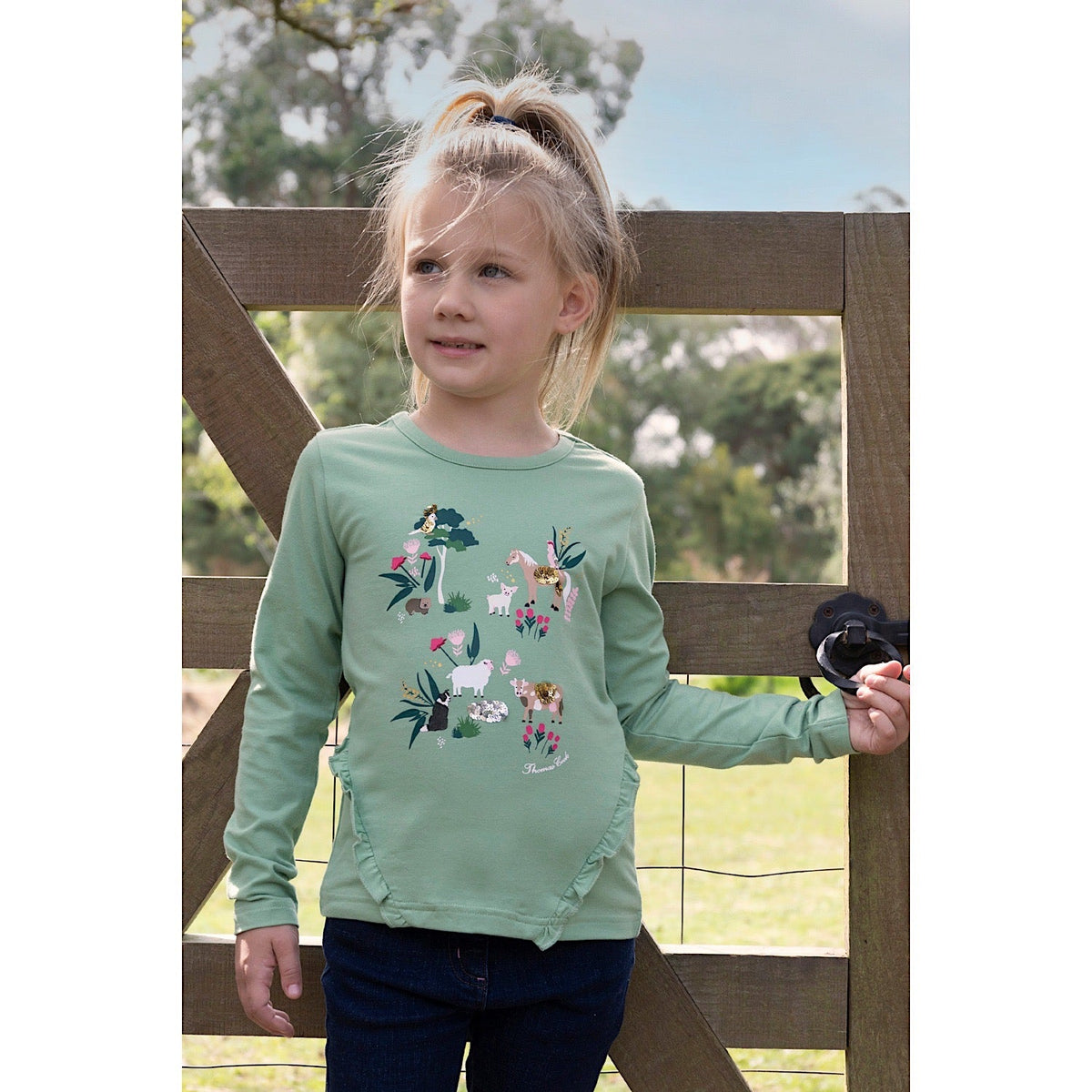 Thomas Cook Girls Dahlia Long Sleeve Tee Sage