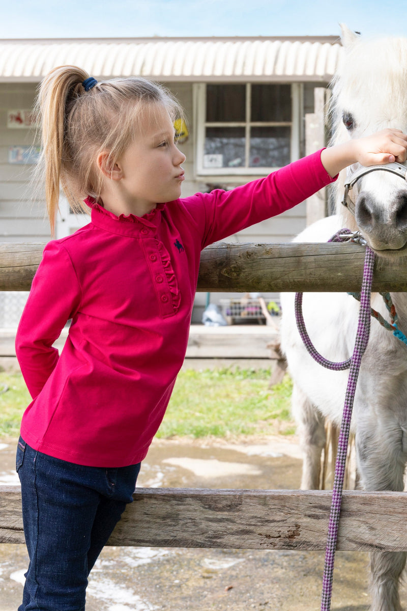 Thomas Cook Girls Frill Neck Long Sleeve Polo Granita