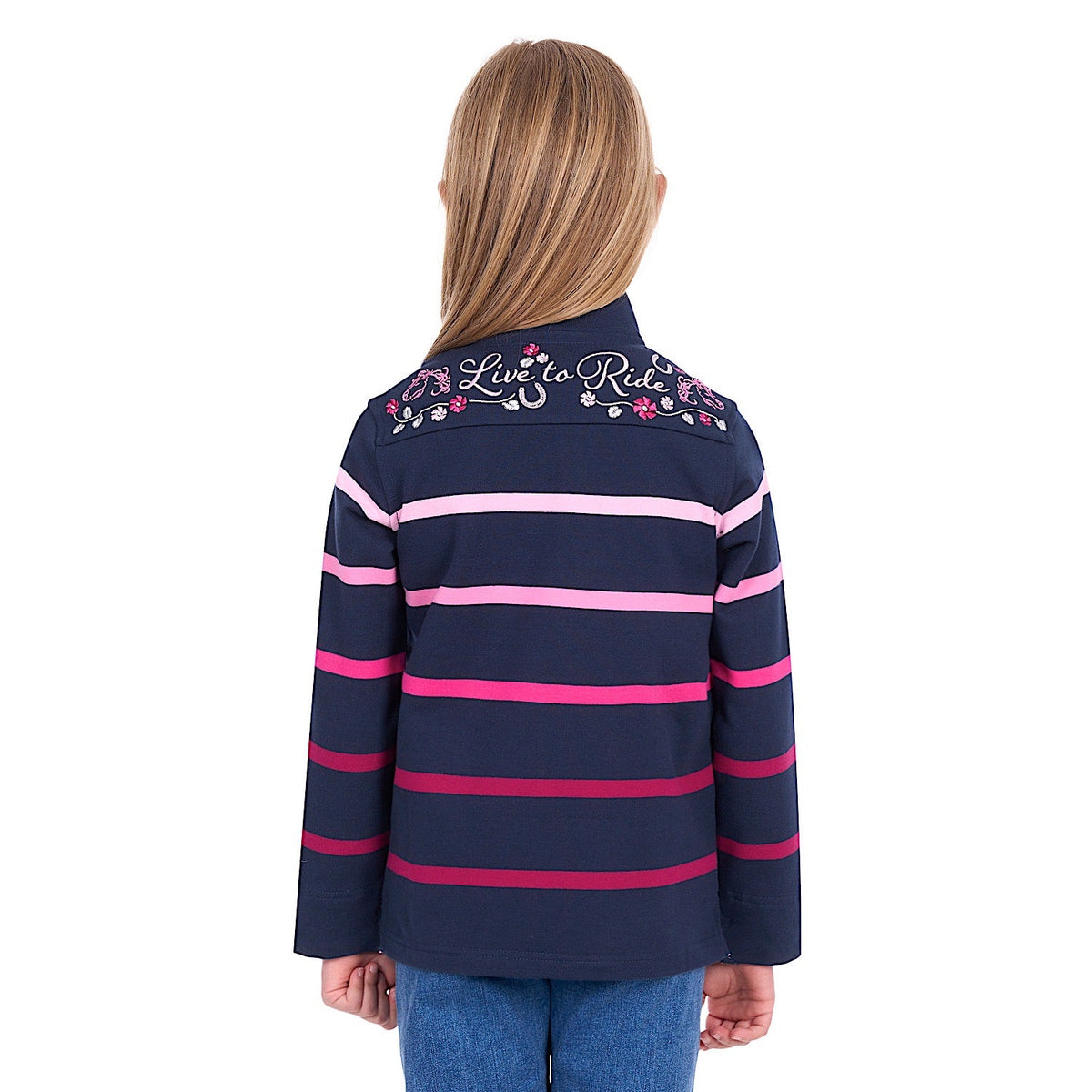 Thomas Cook Girl’s Gemma 1/4 Zip Rugby - Pink / Navy