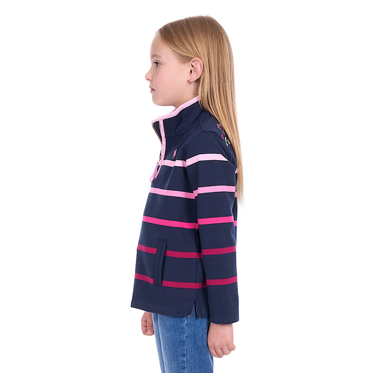 Thomas Cook Girl’s Gemma 1/4 Zip Rugby - Pink / Navy