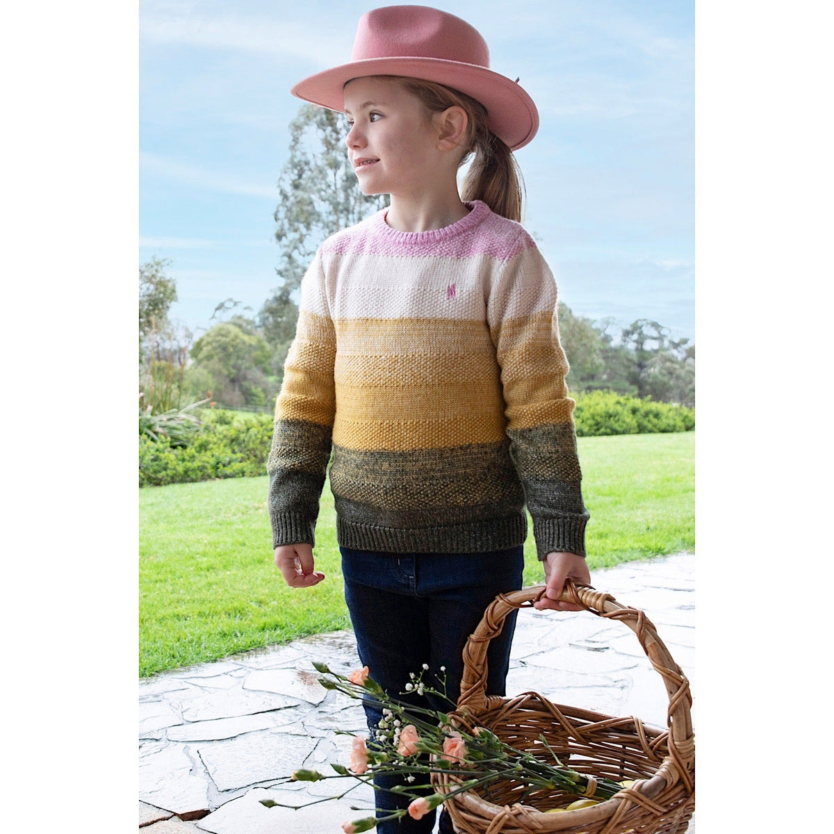 Thomas Cook Girls Michelle Stripe Knit Jumper Rose