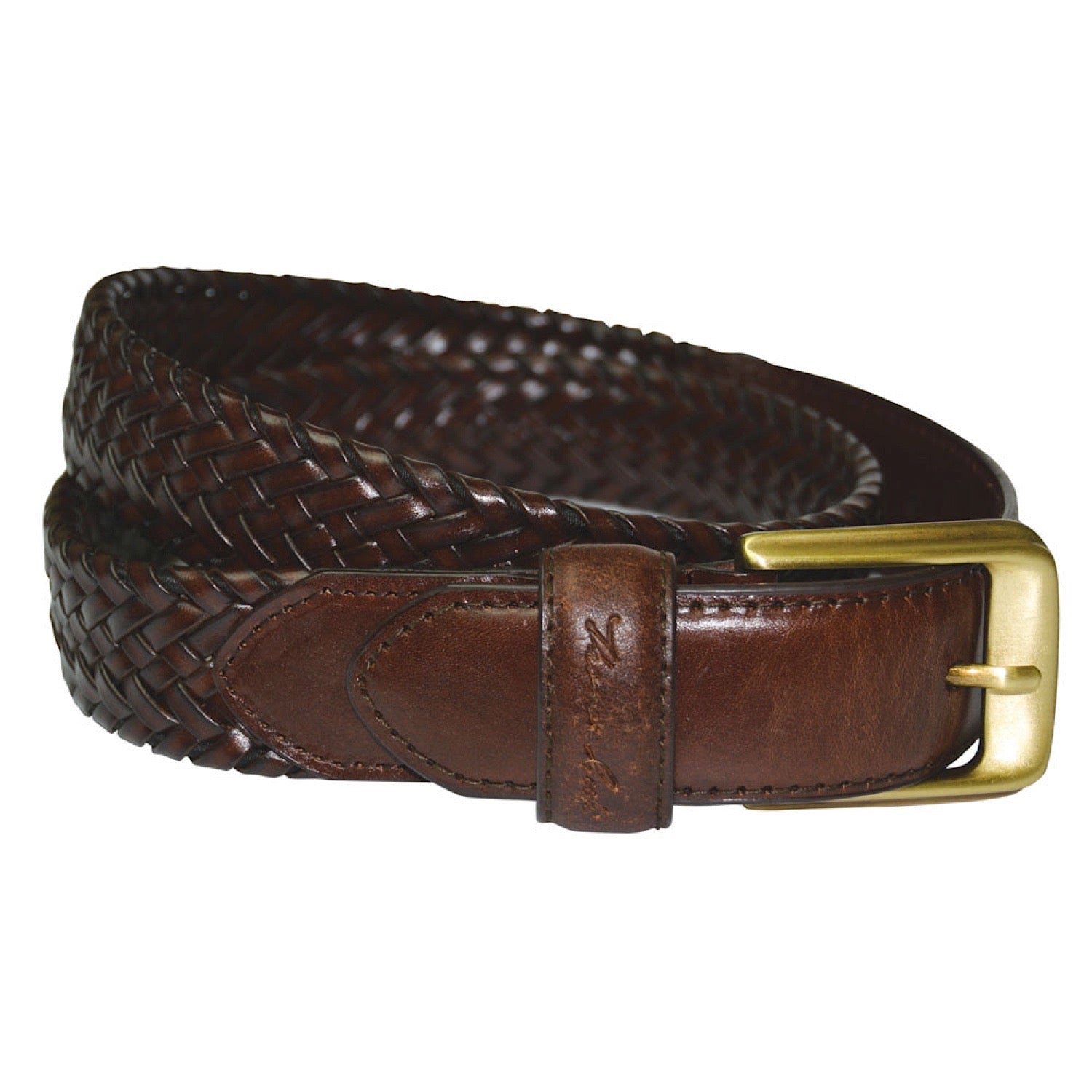 CrookhornDavis Toscana Genuine Vegetable-Tanned Leather Tubular Braided Belt – Handcrafted, Solid Brass Buckle (Olde English Sterling Finish) - View #7