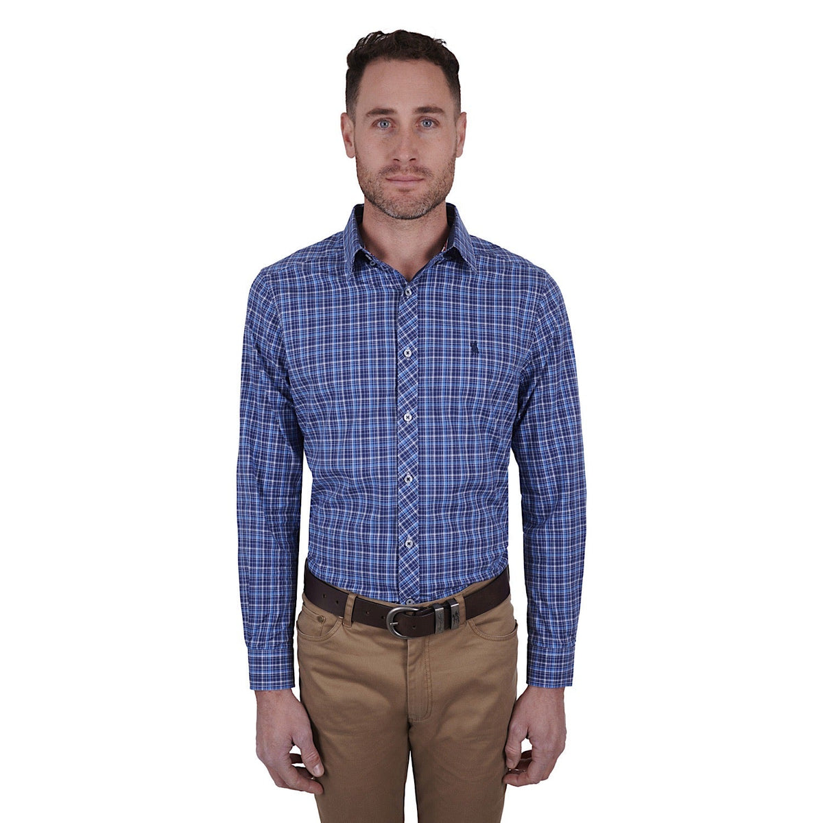 Thomas Cook Mens Angus Check Tailored L/S Shirt Navy/Blue