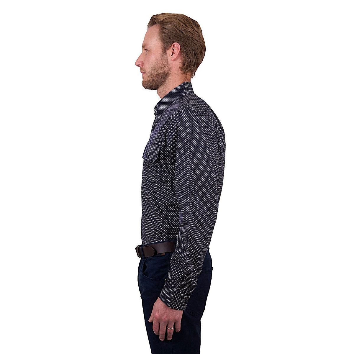 Thomas Cook Men’s Arlo Print 2-Pocket Long Sleeve Shirt - Navy/Tan