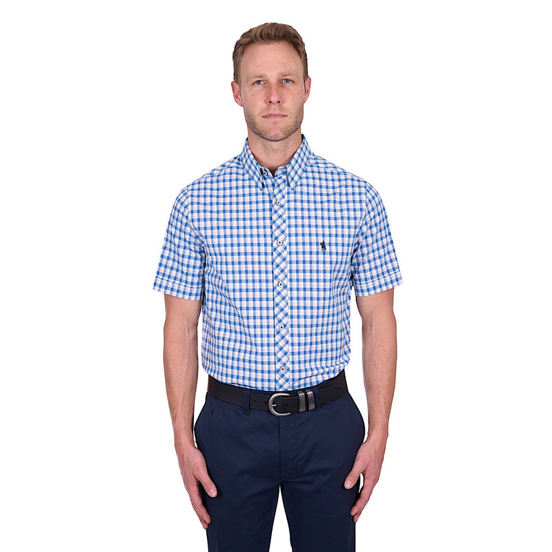 Thomas Cook Men’s Chris Tailored Short Sleeve Shirt - Blue/Tan