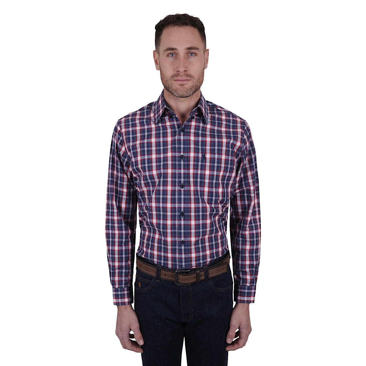Thomas Cook Mens Colby Check 1-Pocket Shirt Navy/Red