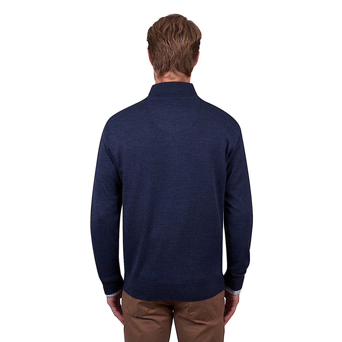 Thomas Cook Men’s Daniel Merino Blend 1/4 Zip Knit Jumper - Blue Marle