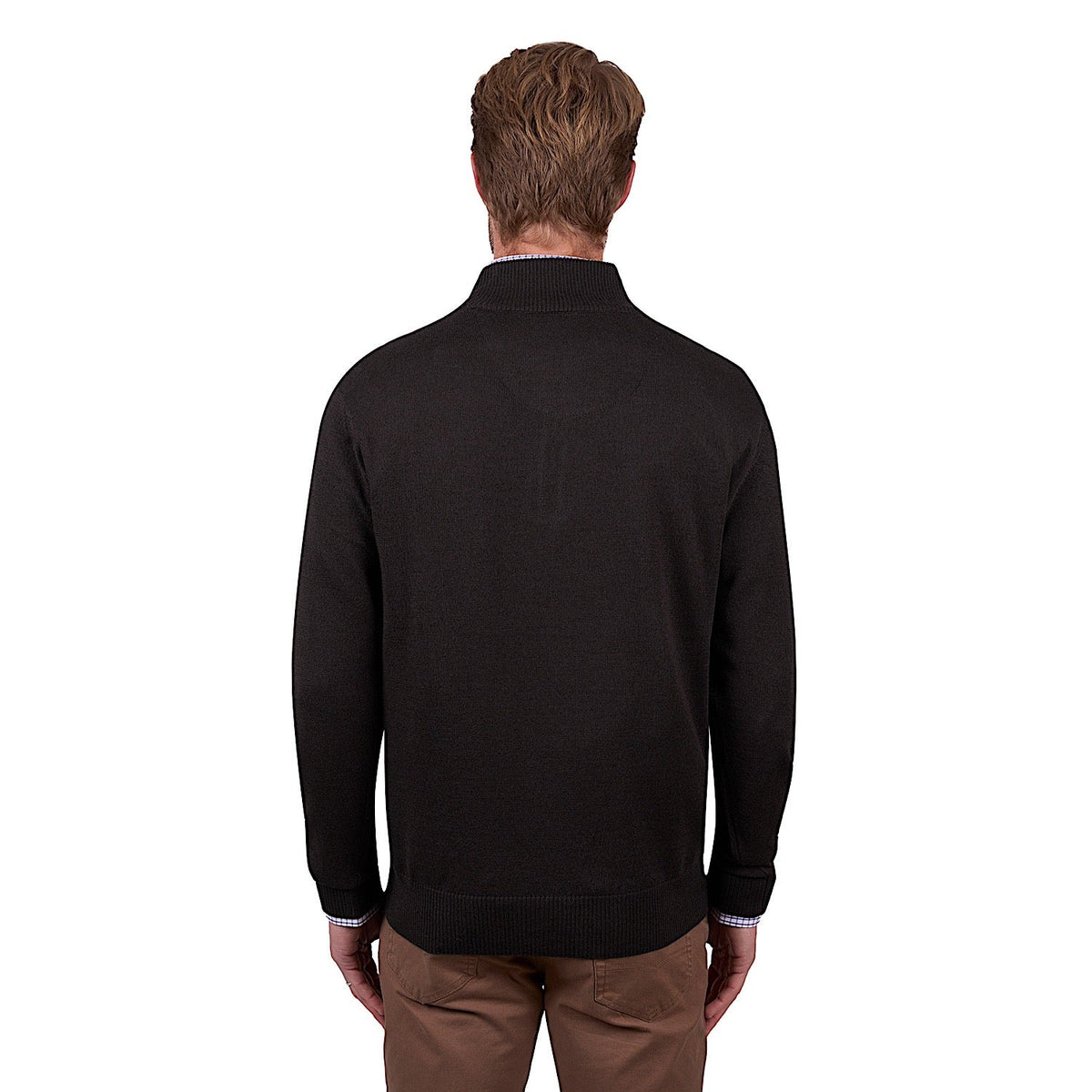 Thomas Cook Men’s Daniel Merino Blend 1/4 Zip Knit Jumper - Dark Brown