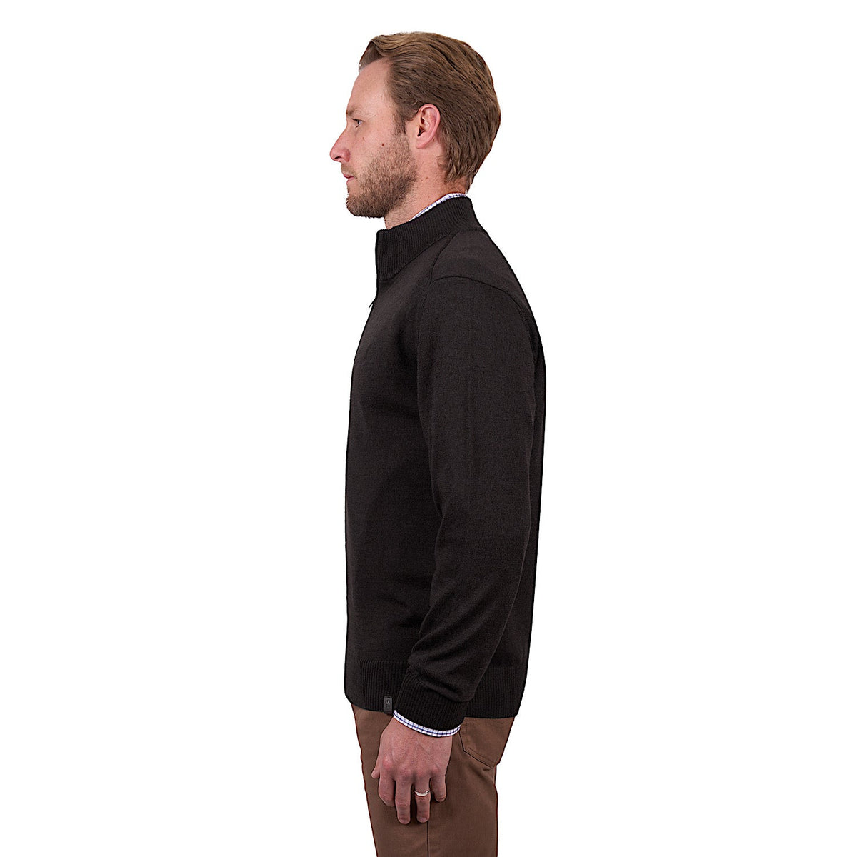 Thomas Cook Men’s Daniel Merino Blend 1/4 Zip Knit Jumper - Dark Brown