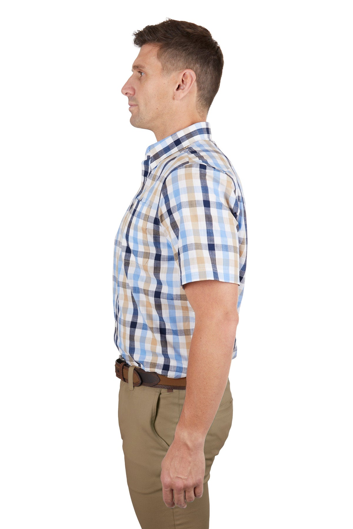 Thomas Cook Men’s Duke 1 Pocket Short Sleeve Shirt Navy/Tan
