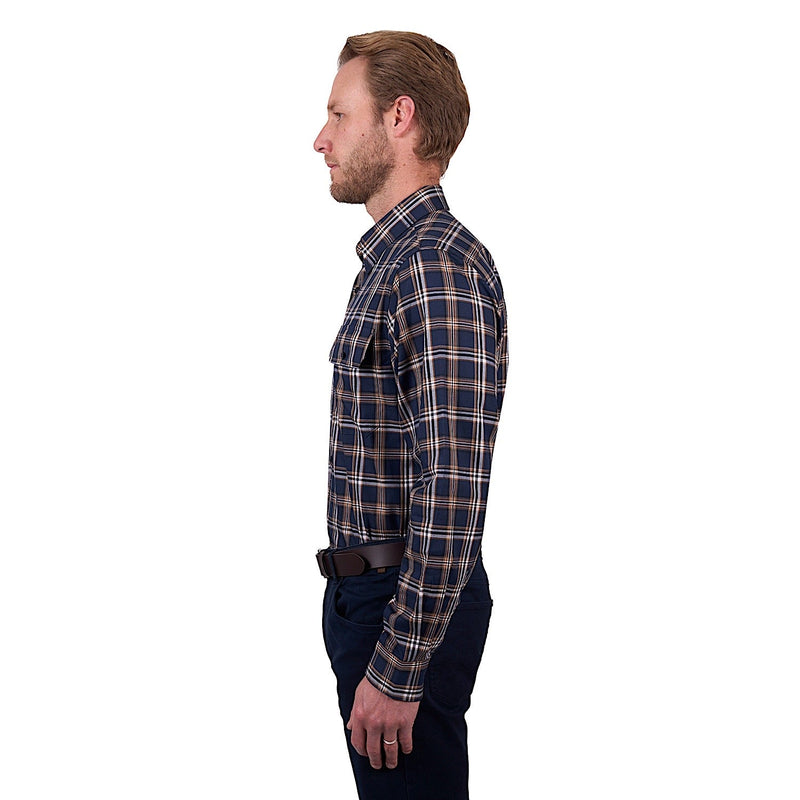 Thomas Cook Men’s Dylan Check 2-Pocket Long Sleeve Shirt - Navy/Tan