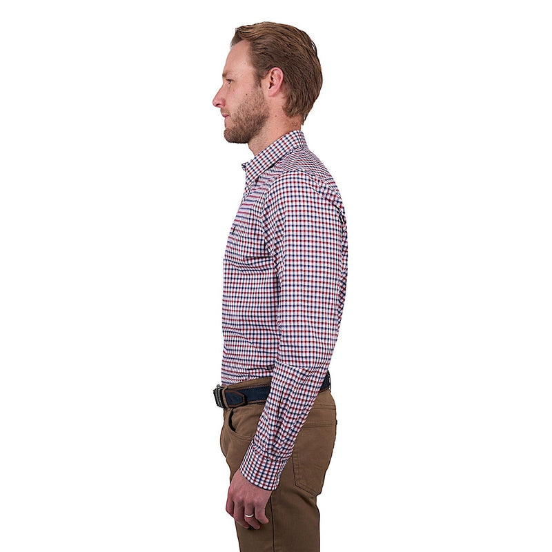 Thomas Cook Men’s George Check Tailored Long Sleeve Shirt - Navy/Red