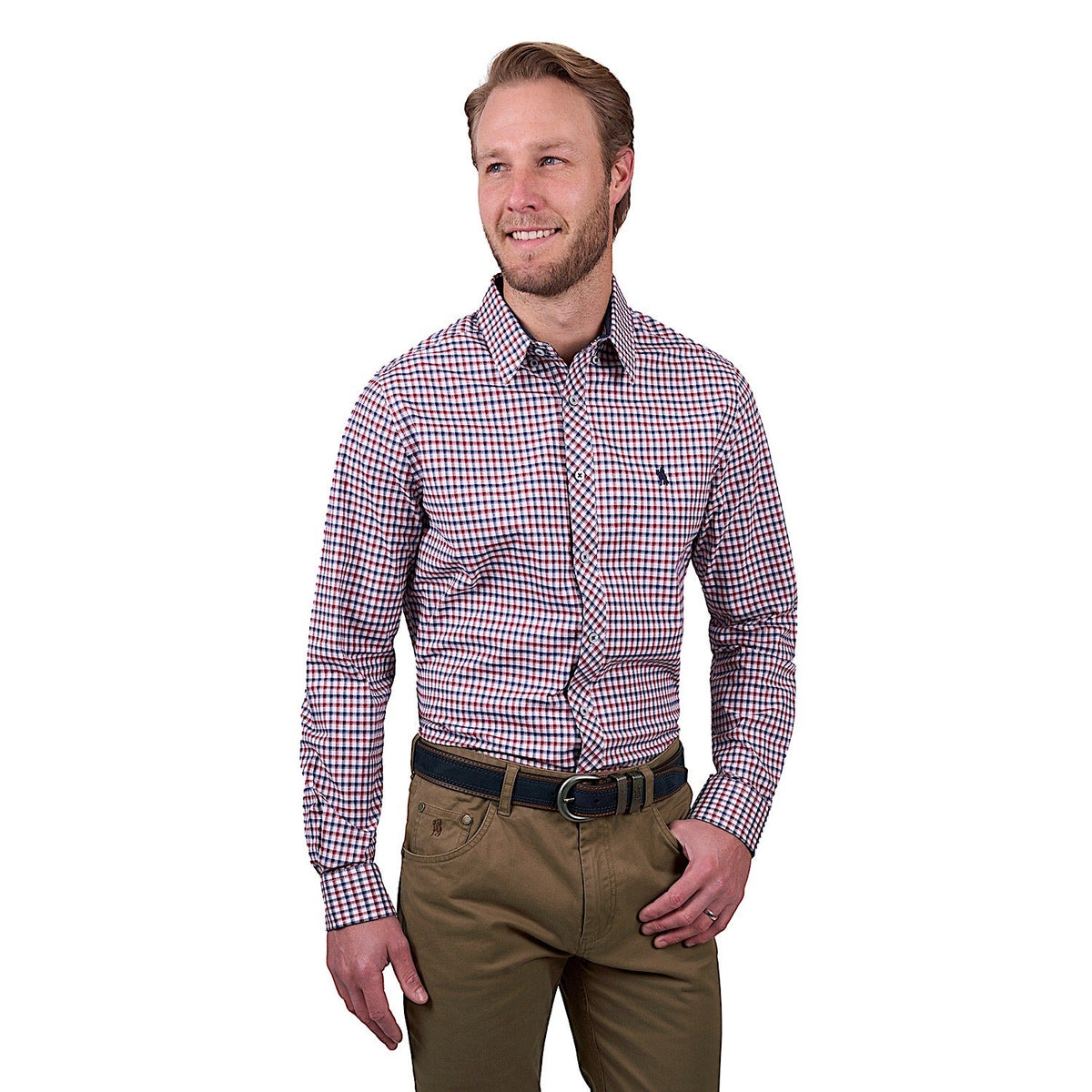 Thomas Cook Men’s George Check Tailored Long Sleeve Shirt - Navy/Red