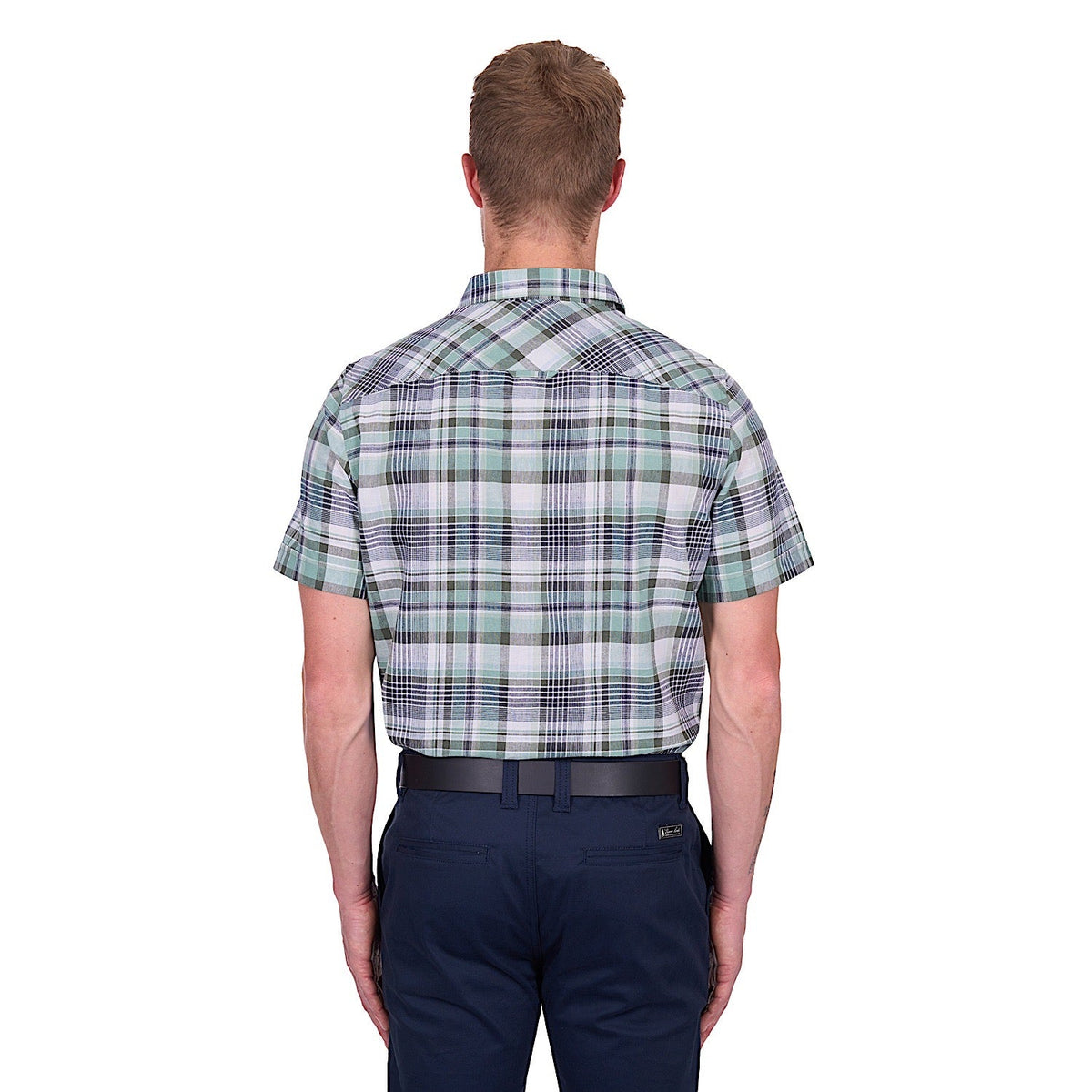 Thomas Cook Men’s Gerry Linen Short Sleeve Shirt - Green/Navy