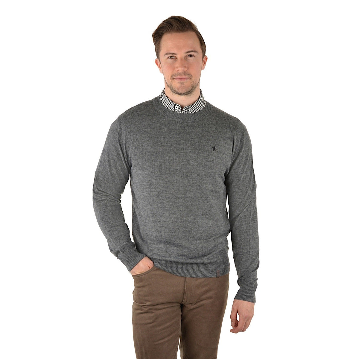 Thomas Cook Mens Gordon Crew Neck Knit Jumper Charcoal Marle