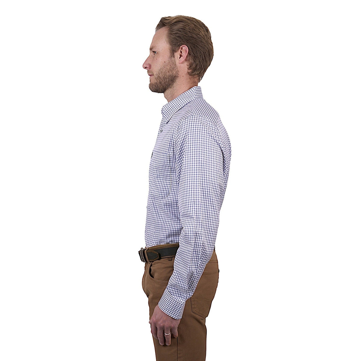 Thomas Cook Men’s Hawk Check 1-Pocket Long Sleeve Shirt - White/Navy