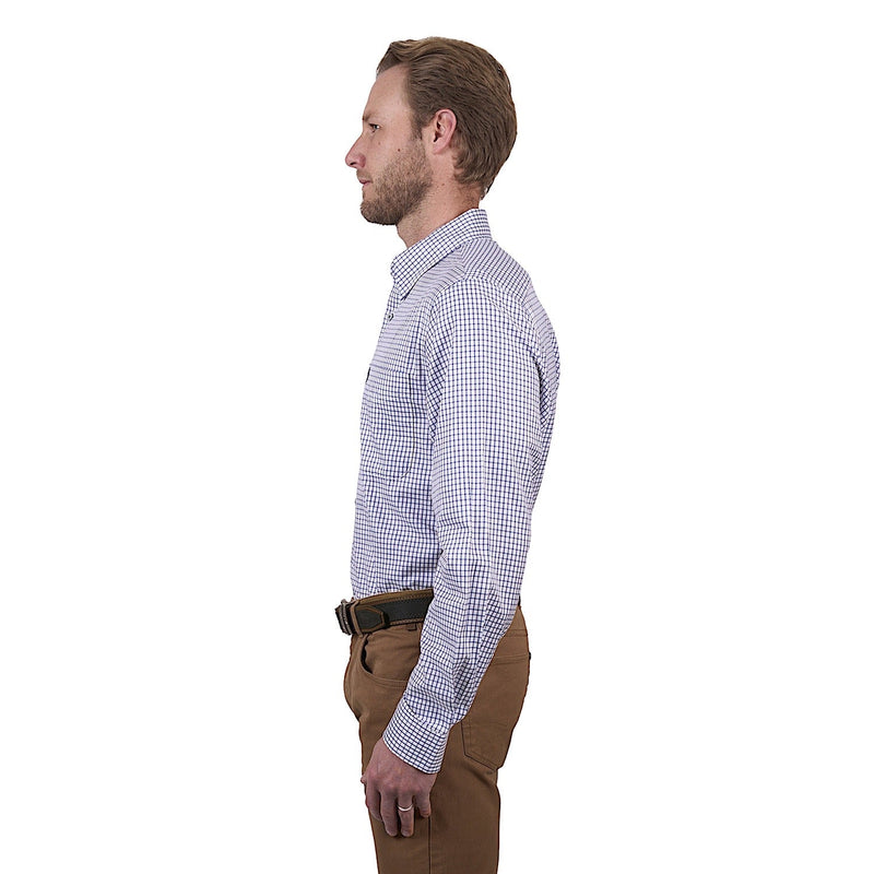 Thomas Cook Men’s Hawk Check 1-Pocket Long Sleeve Shirt - White/Navy