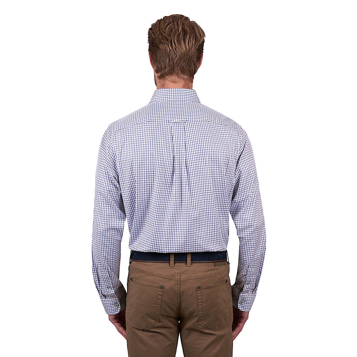 Thomas Cook Men’s Hawk Check 1-Pocket Long Sleeve Shirt - White/Navy
