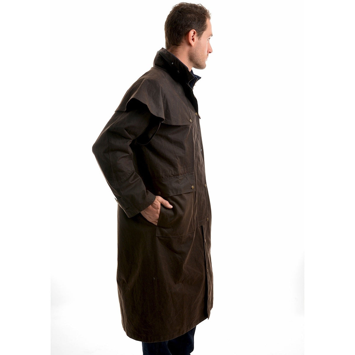 Thomas Cook Men’s High Country Professional Oilskin Long Coat - Rustic Mulch