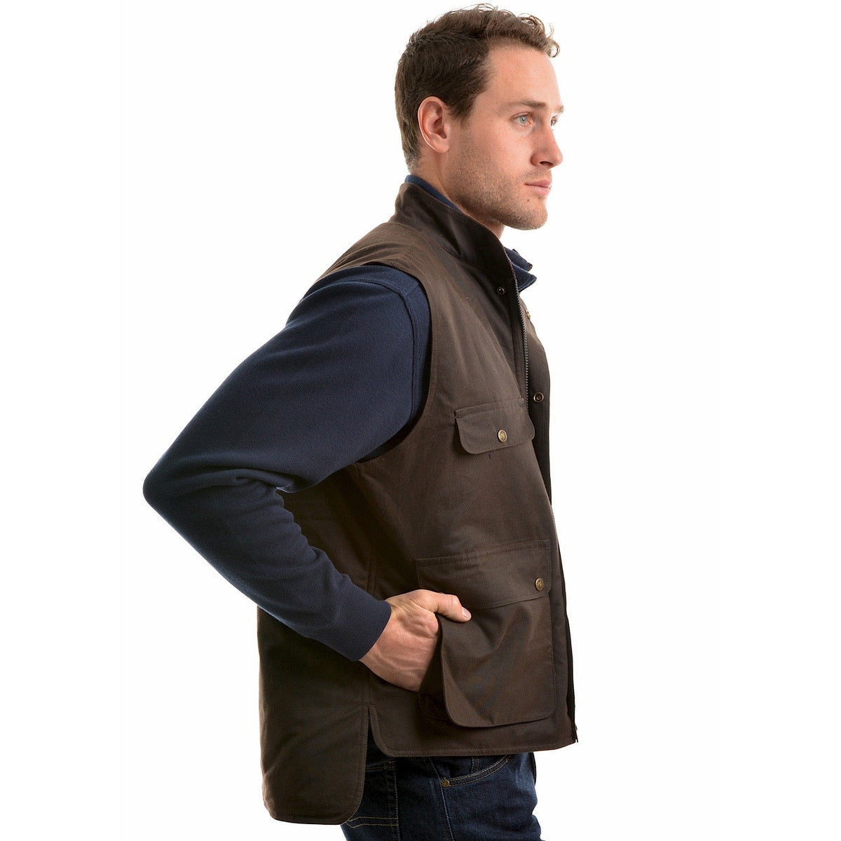Thomas Cook Men’s High Country Professional Oilskin Vest - Rustic Mulch