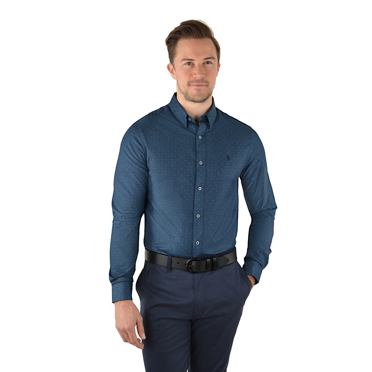 Thomas Cook Mens Jude Tailored Long Sleeve Shirt Denim