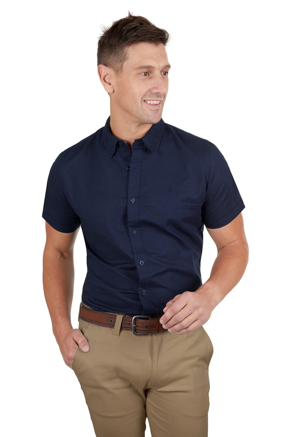 Thomas Cook Men’s Linen Tailored Short Sleeve Shirt Navy