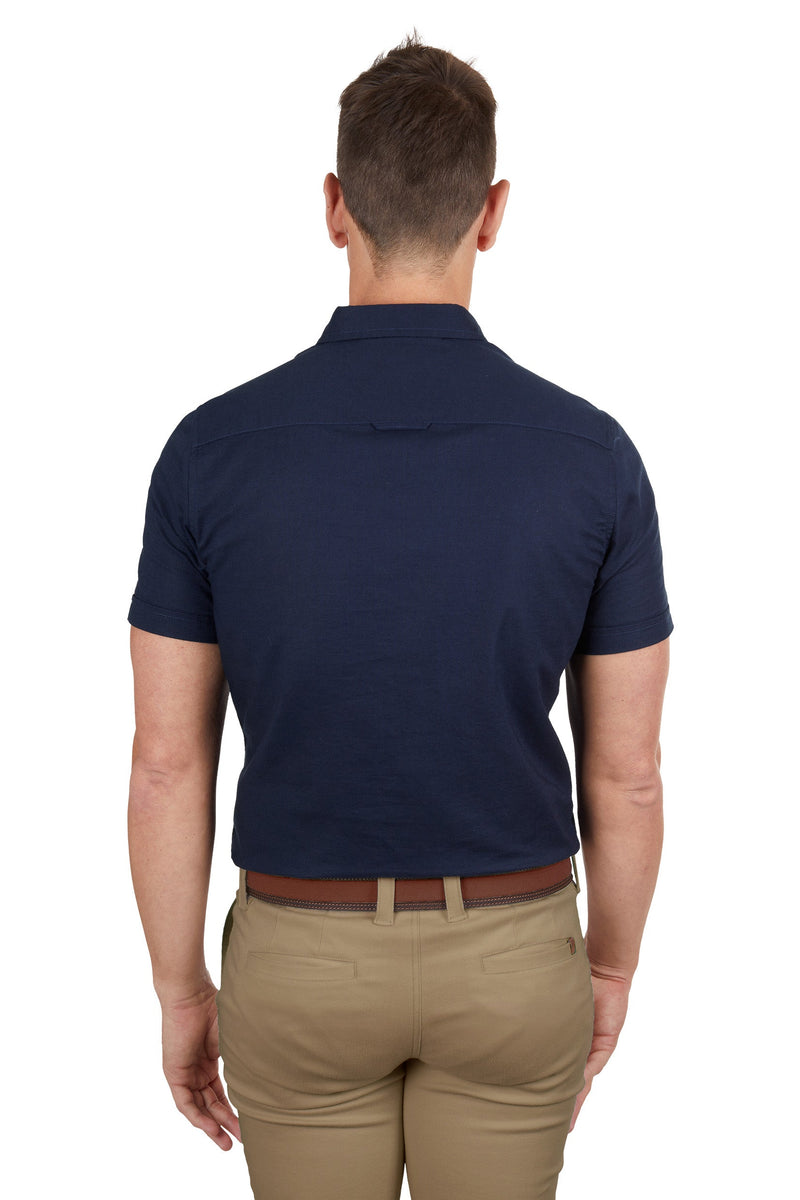 Thomas Cook Men’s Linen Tailored Short Sleeve Shirt Navy