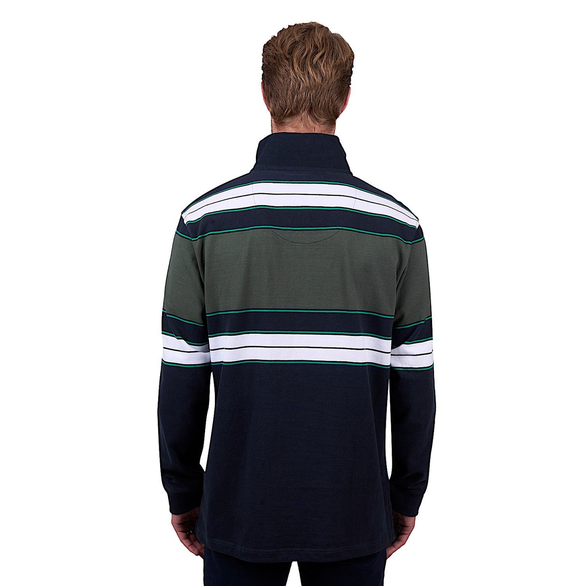 Thomas Cook Men’s Lucas 1/4 Zip Stripe Rugby - Navy/Green