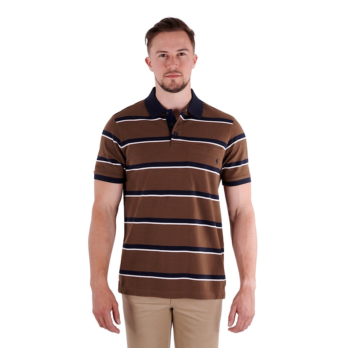 Thomas Cook Men’s Lucknow S/S Polo - Dark Tan/Navy