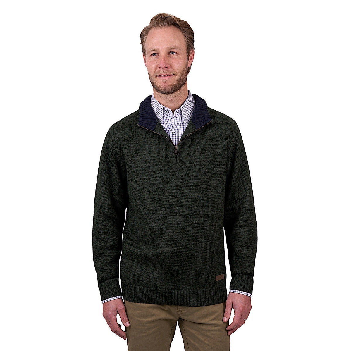 Thomas Cook Men’s Mason Merino 1/4 Zip Jumper - Olive Marle