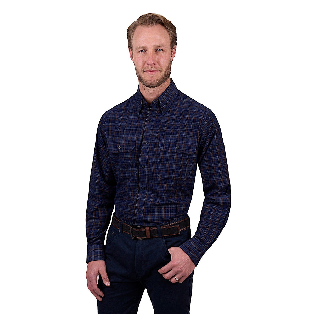 Thomas Cook Men’s Max Thermal Check Shirt - Navy/Tan