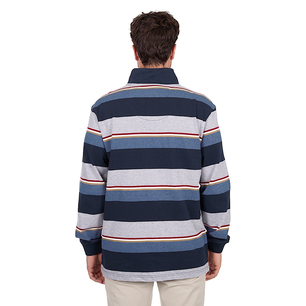 Thomas Cook Men’s Nathan 1/4 Zip Rugby - Navy / Grey Marle