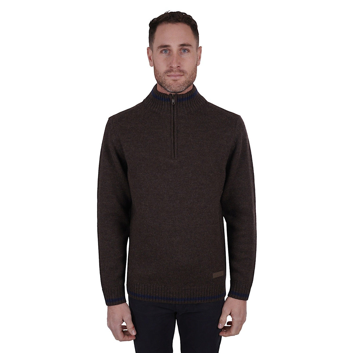 Thomas Cook Mens Nick Merino 1/4 Zip Neck Jumper Dark Tan