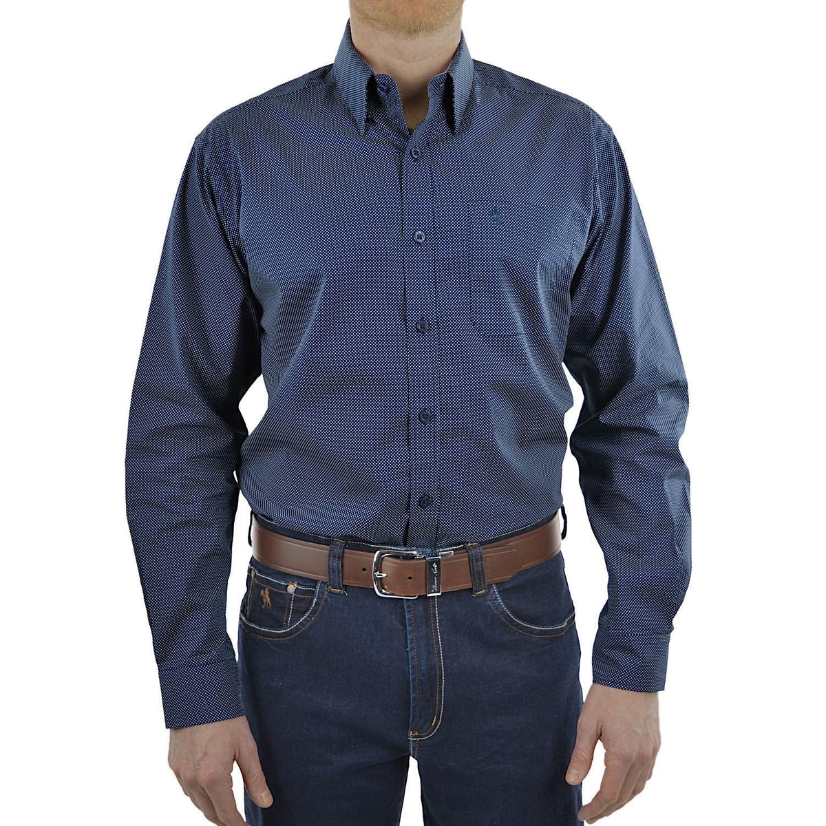 Thomas Cook Mens Oaks 1 Pocket L/S Shirt Navy/Spots