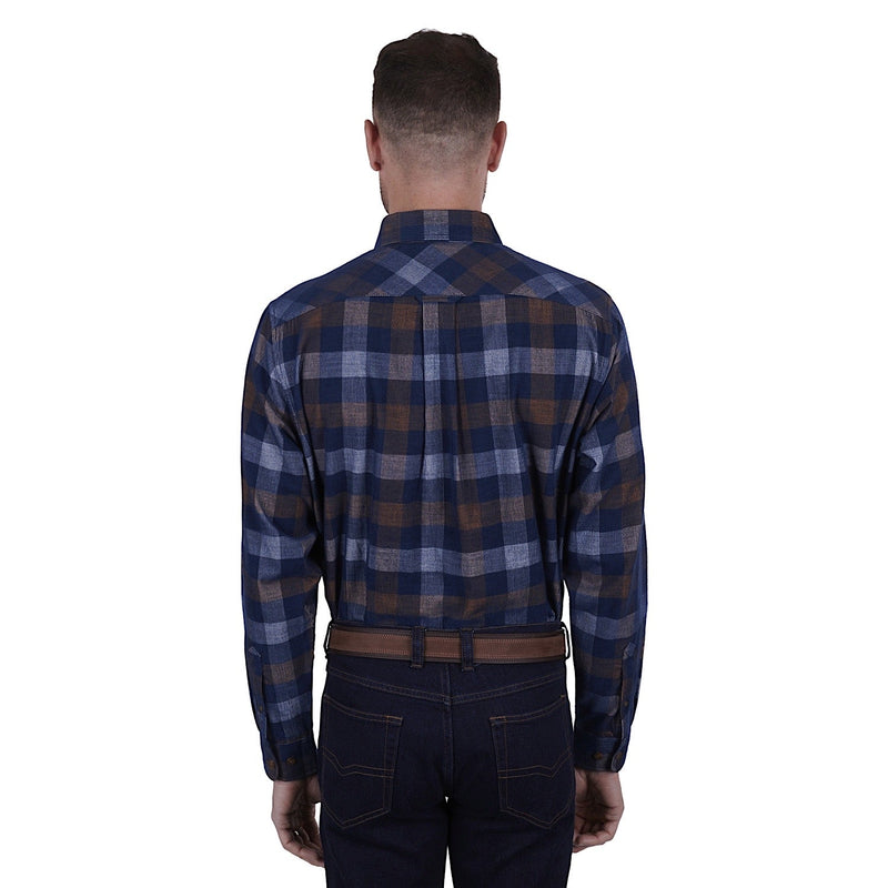 Thomas Cook Mens Oli Thermal Check 2-Pocket L/S Shirt Navy/Tan