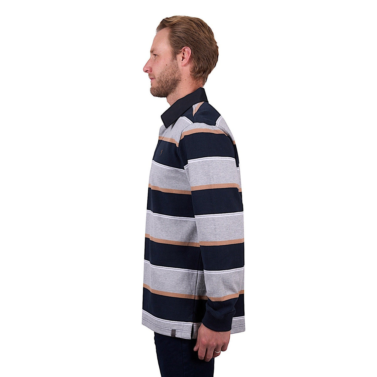 Thomas Cook Men’s Ollie Stripe Rugby - Navy/Grey Marle