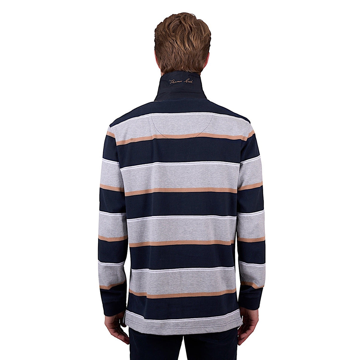Thomas Cook Men’s Ollie Stripe Rugby - Navy/Grey Marle