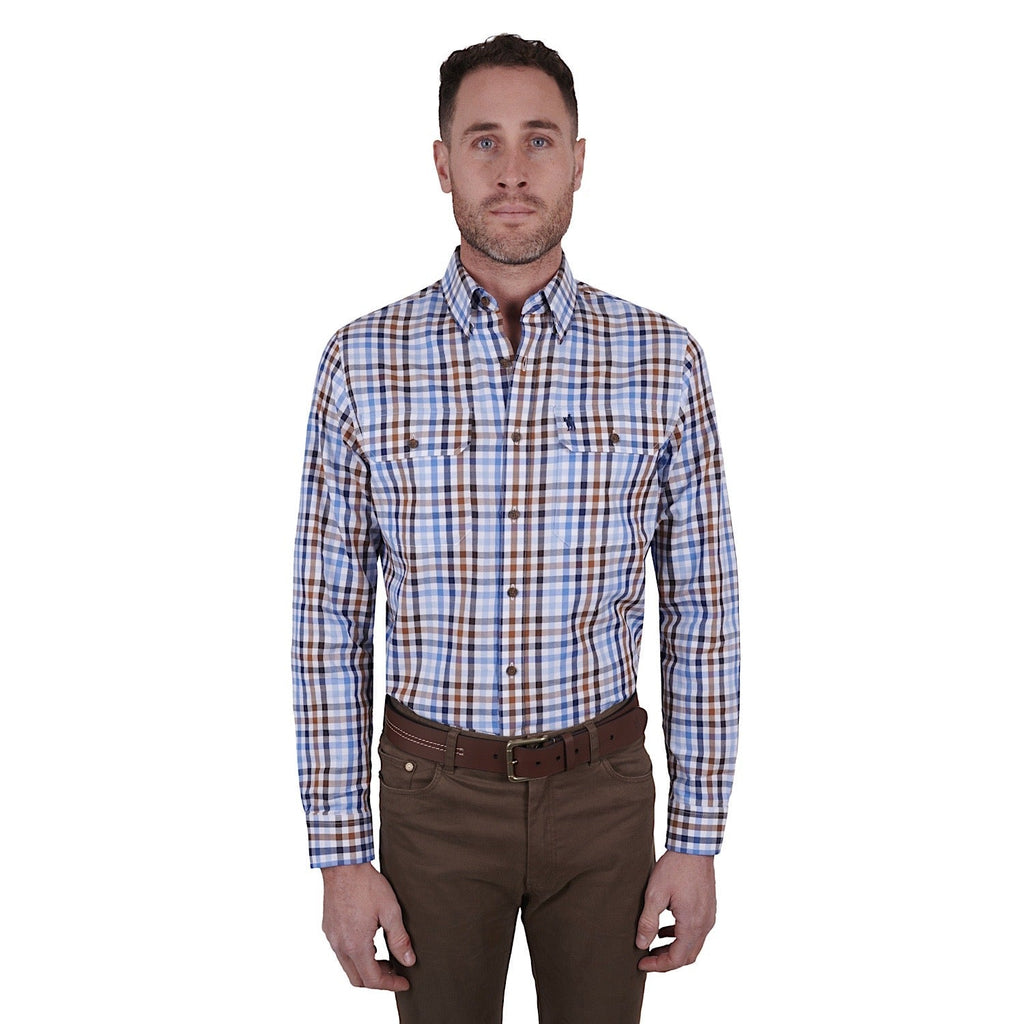 Buy Thomas Cook Mens Patrick Check 2-Pocket L/S Shirt Blue/Tan | The ...