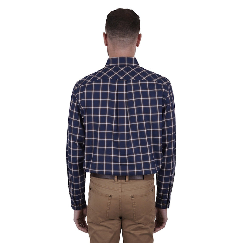 Thomas Cook Mens Peter Check 2-Pocket L/S Shirt Navy/Tan