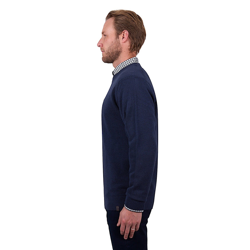 Thomas Cook Men’s Raff Merino Blend Crew Neck Knit Jumper - Blue
