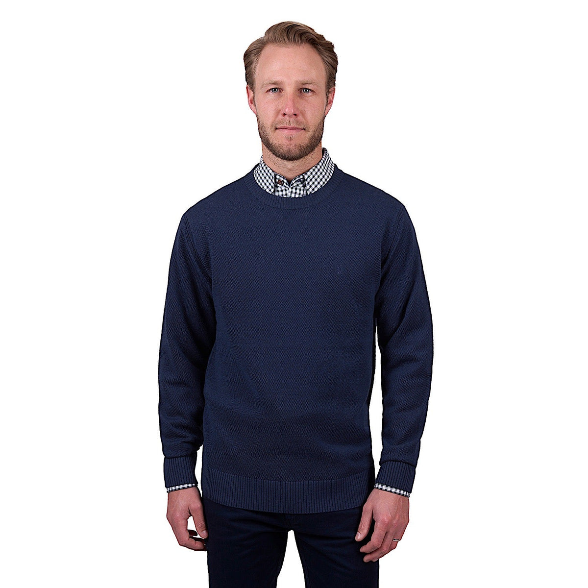 Thomas Cook Men’s Raff Merino Blend Crew Neck Knit Jumper - Blue