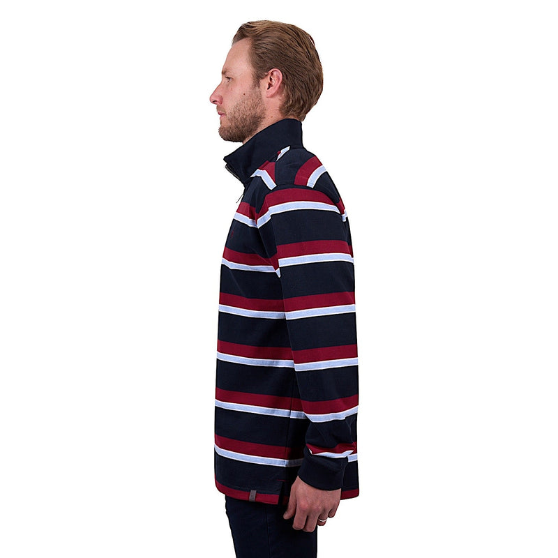 Thomas Cook Men’s Rick 1/4 Zip Stripe Rugby - Navy/Red