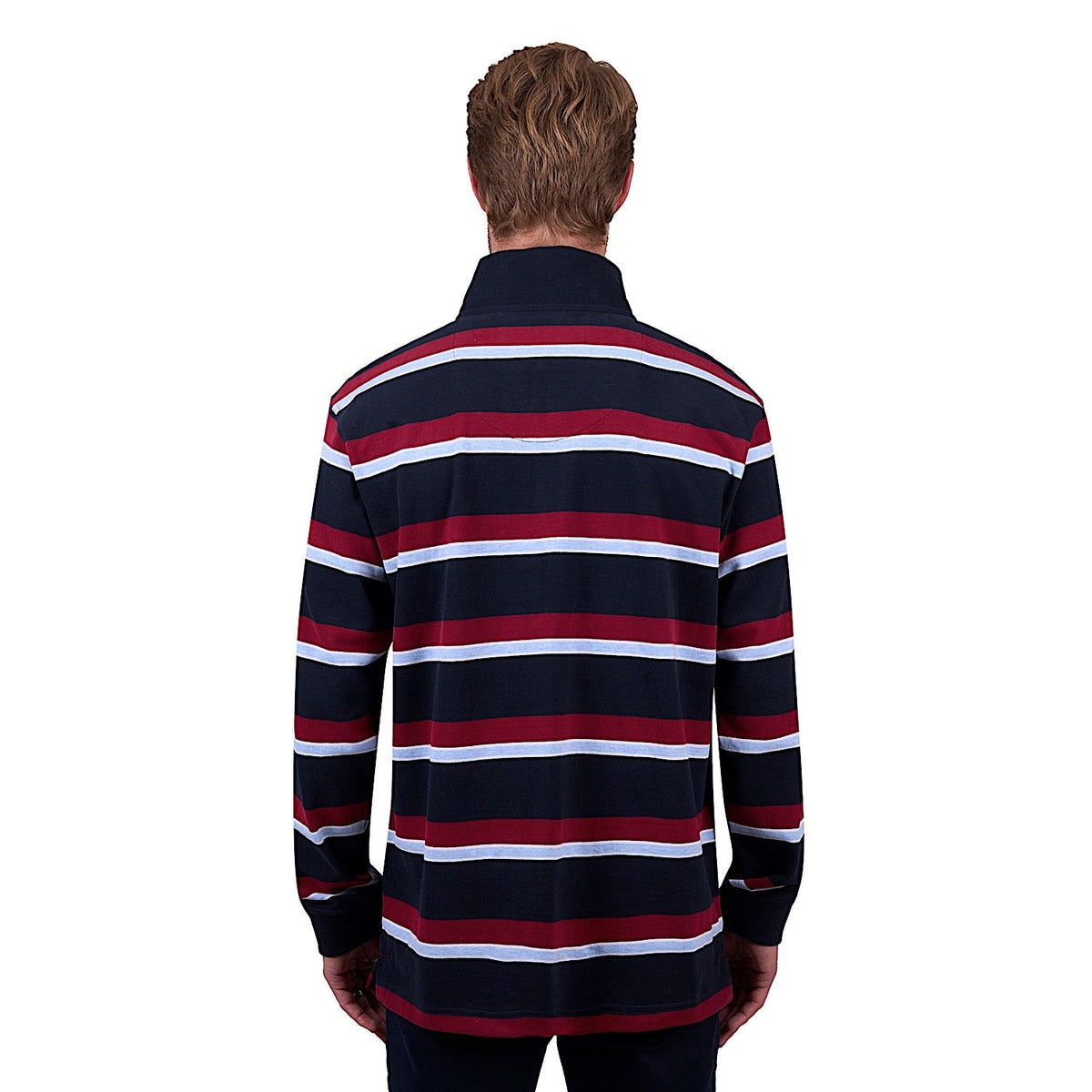 Thomas Cook Men’s Rick 1/4 Zip Stripe Rugby - Navy/Red