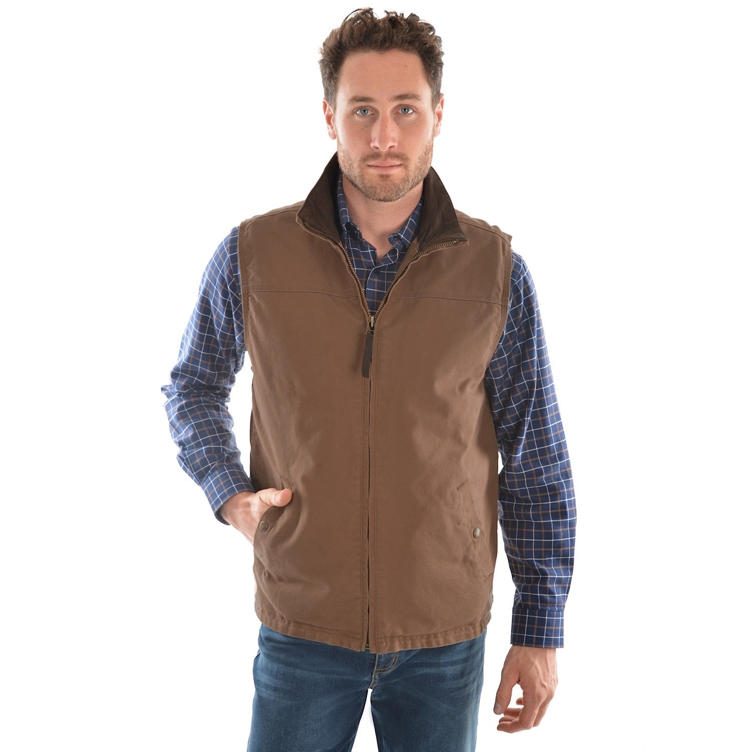 Buy Thomas Cook Mens TC Canvas Vest Dark Tan | The Stable Door