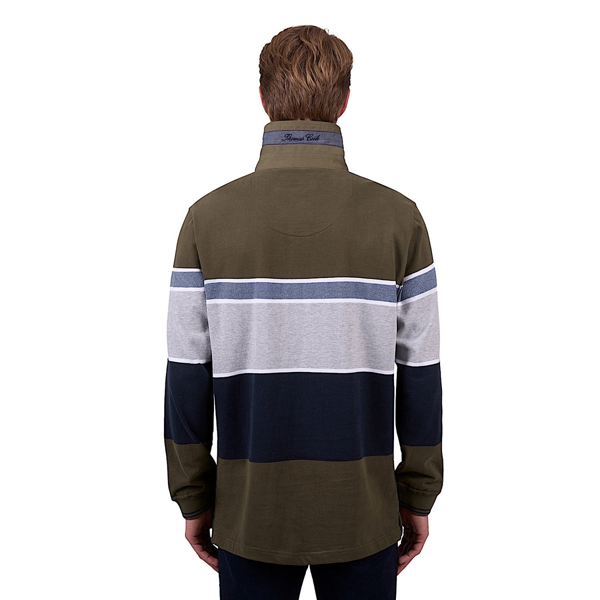 Thomas Cook Men’s Tom Stripe Rugby - Dark Tan/Grey Marle