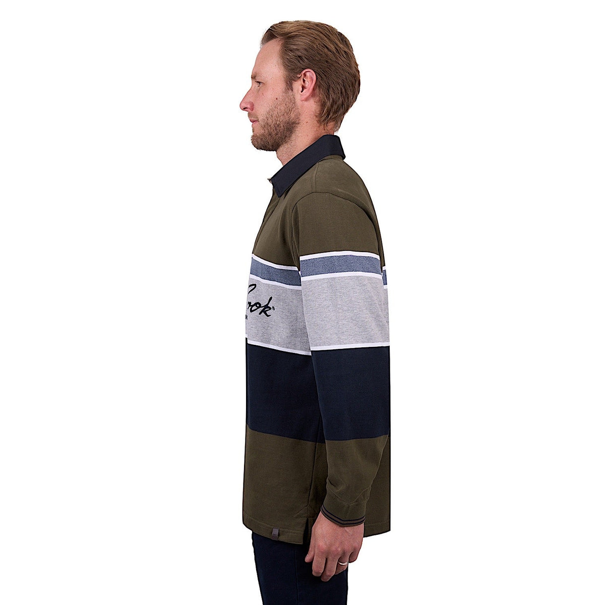 Thomas Cook Men’s Tom Stripe Rugby - Dark Tan/Grey Marle