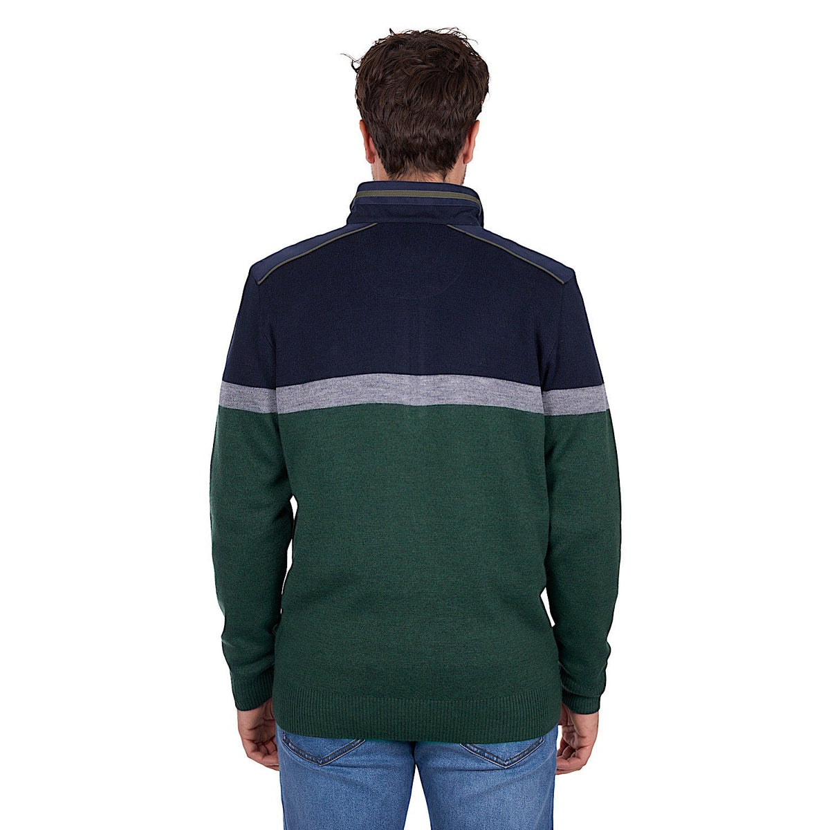 Thomas Cook Men’s Troy 1/4 Zip Jumper - Navy / Green Marle